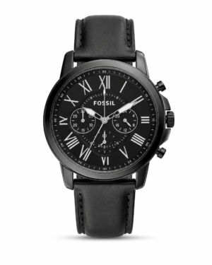 Fossil Grant Leather Belt Full Black Watch