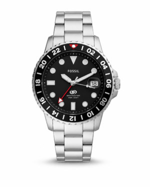 Fossil Silver Black Dial Metal Watch